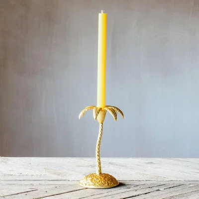 Graham & Green Single Golden Palm Candle Holder