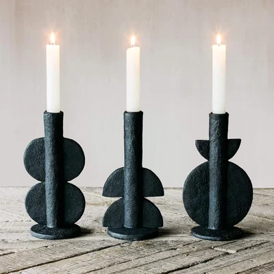 Graham & Green Ava Black Candle Holder