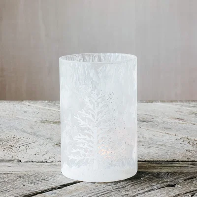 Graham & Green Snowy Glass Tea Light Holder