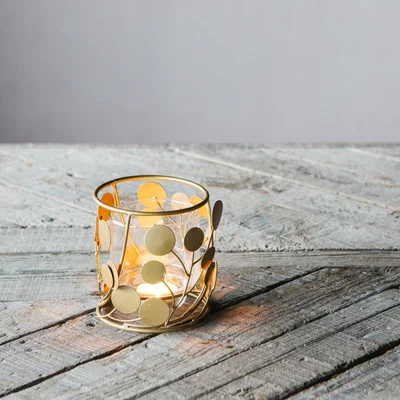 Graham & Green Circular Brass and Glass Tea Light Holder