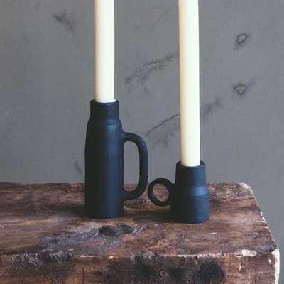 Graham & Green Large Matte Black Candle Holder