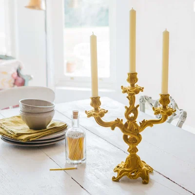 Graham & Green Yellow Flock Candelabra