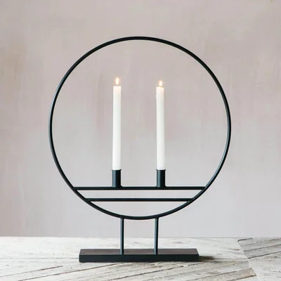 Graham & Green Graham and Green Black Hoop Candle Holder