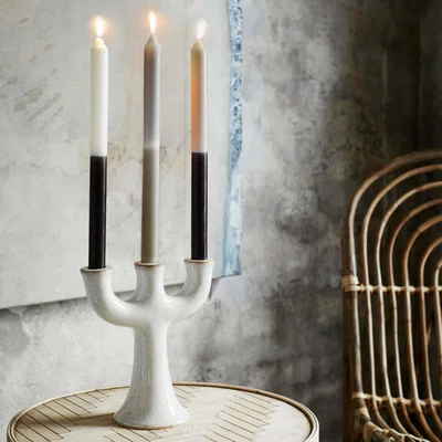 Graham & Green White Stoneware Candle Holder