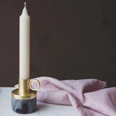 Graham & Green Otis Grey Marble Candle Holder