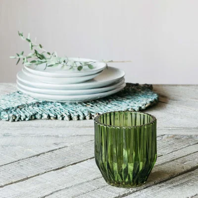 Graham & Green Olive Short Ribbed Tealight Holder