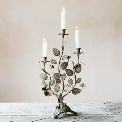 Graham & Green Antique Leaf Candelabra
