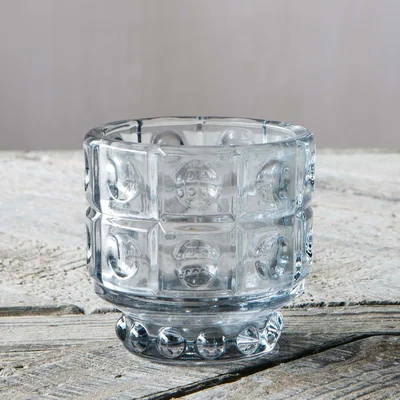 Graham & Green Grey Bubble Glass Candle Holder
