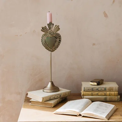 Graham & Green Gold Heart Candle Holder