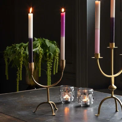 Graham & Green Brass Double Candle Holder