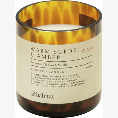 Habitat Habitat Large Tortoiseshell Glass Candle Warm  Suede & Amber