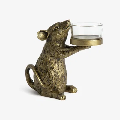 Habitat Habitat Standing Mouse Tealight Holder - Gold
