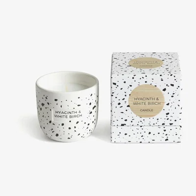 Habitat Habitat Ceramic Speckled Box Candle Hyacinth & White Birch