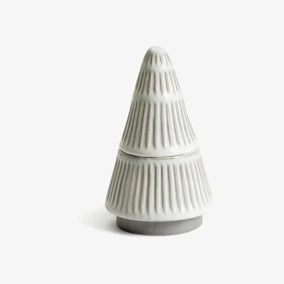 Habitat Habitat Large Ceramic Christmas Tree Candle - Frosted Cedar