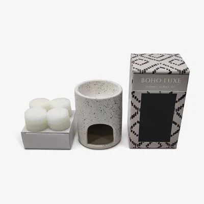 Habitat Habitat Boho Luxe Ceramic Wax Burner Set - White