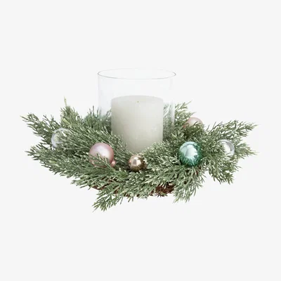Habitat Habitat Faux Floral Candle Holder With Baubles