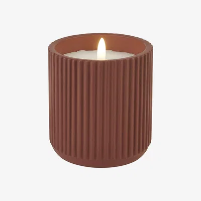 Homebase LED Ribbed Candle - Terracotta