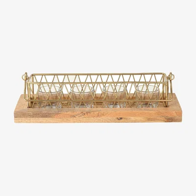 Homebase Country Living Wood Candle Holder with Handle