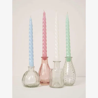 John Lewis Truly Twisted Dinner Candles, Set of 4, Multi