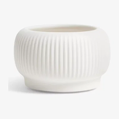 John Lewis John Lewis Ribbed Ceramic Candle Holder, White