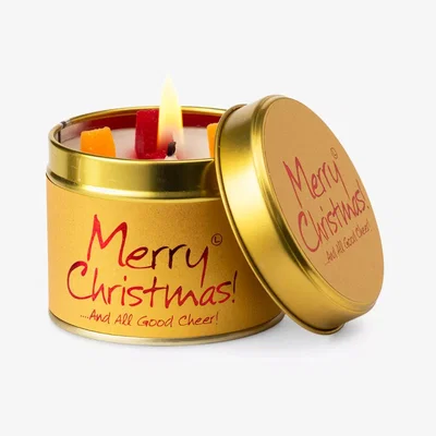 John Lewis Lily-flame Merry Christmas Tin Scented Candle, 230g