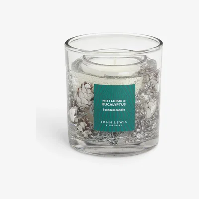 John Lewis John Lewis Misteltoe & Eucalyptus Gel Scented Candle, 75g