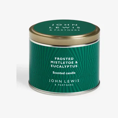 John Lewis John Lewis Frosted Mistletoe & Eucalptus Tin Scented Candle, 219g
