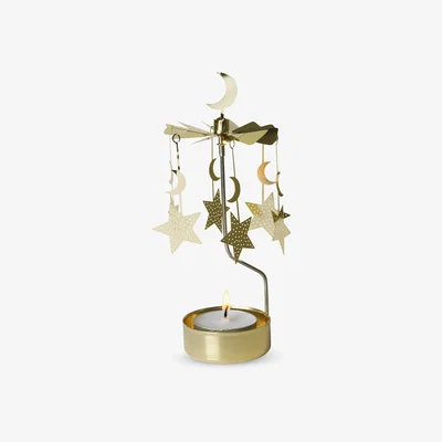 John Lewis Pluto Produkter Moon & Stars Tealight Candle Holder, Metallic Gold