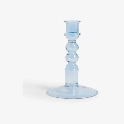 John Lewis John Lewis Haze Bubble Glass Candle Holder, Blue