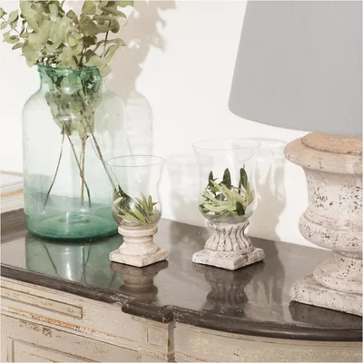 John Lewis One.World Birkdale Terracotta Hurricane Candle Holder, Neutral Stone