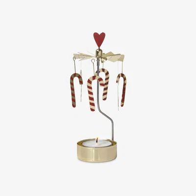 John Lewis Pluto Produkter Candy Cane Spinner Tealight Candle Holder, Gold