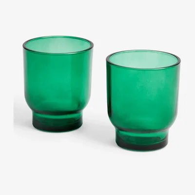 John Lewis John Lewis Glass Votive Candle Holder, Set of 2, Dark Green