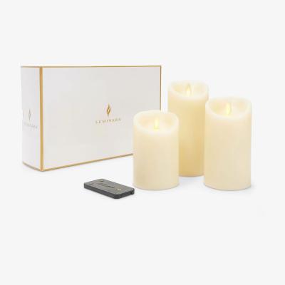 John Lewis Luminara LED Wax Pillar Candles, Set of 3, Ivory