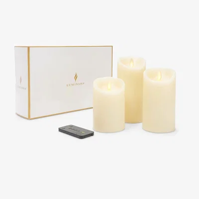 John Lewis Luminara LED Wax Pillar Candles, Set of 3, Ivory