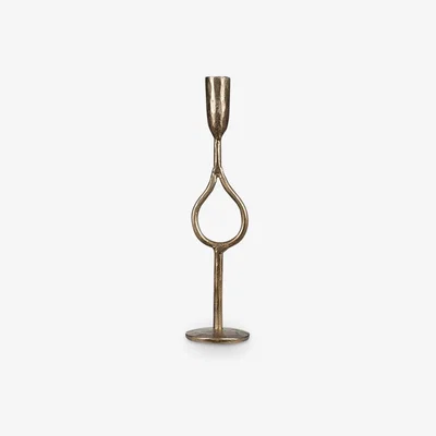 John Lewis Nkuku Padook Iron Candlestick Holder, Brass