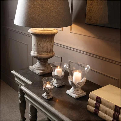 John Lewis One.World Birkdale Leaf Hurricane Candle Holder, Neutral