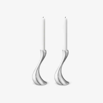 John Lewis Georg Jensen Cobra Stainless Steel Candlestick, Set of 2