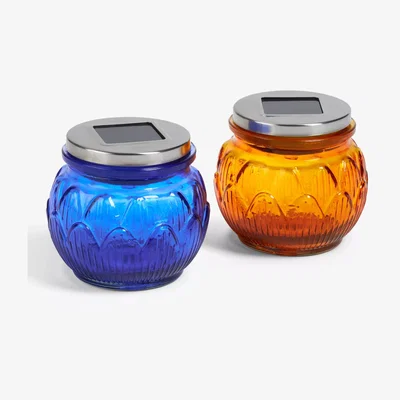 John Lewis John Lewis Solar Tealight, Pack of 2, Orange/Dark Blue