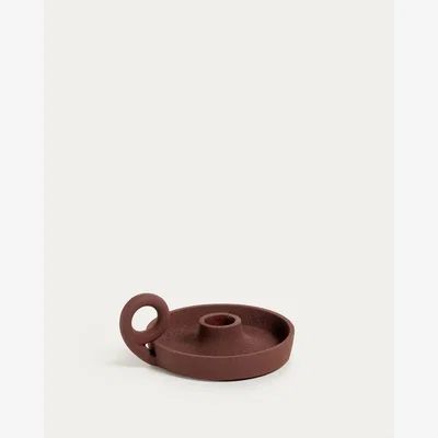 Kave Home Zarela small metal candle holder in maroon
