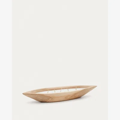 Kave Home Maelia wooden candle with a natural finish Ø 60 x 16cm