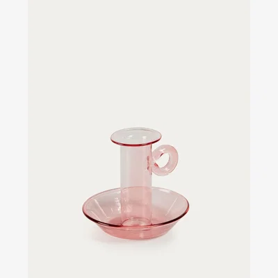 Kave Home Yumalay small candle holder in pink glass