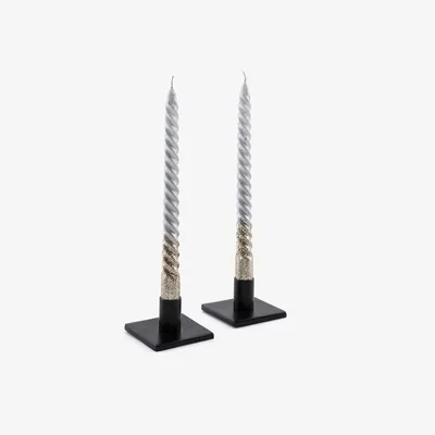 La Redoute Set of 2 Caspar Glitter Twist Dinner Candles