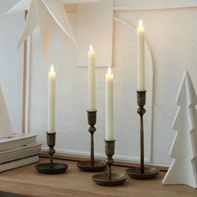 Layered Lounge Set of 4 LED Ivory Dinner Candles