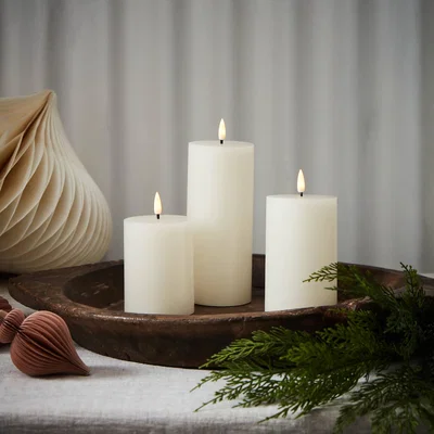 Layered Lounge Set of 3 LED Pillar Candles with Remote/Timer