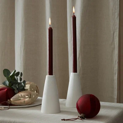 Layered Lounge Set of 2 Textured White Candle Holder Tall