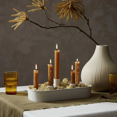 Layered Lounge White Candle Trough