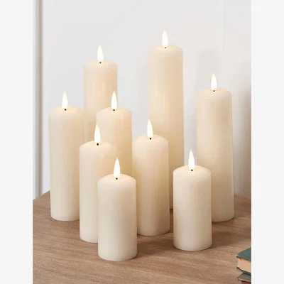 Marks & Spencer Lights4Fun Set of 9 TruGlow&reg; Slim Pillar LED Candles - Ivory, Ivory