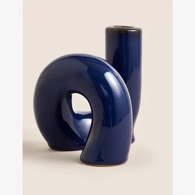 Marks & Spencer M&S Arch Dinner Candle Holder - Blue, Blue