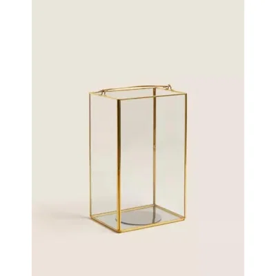 Marks & Spencer M&S Glass Small Lantern - Gold, Gold