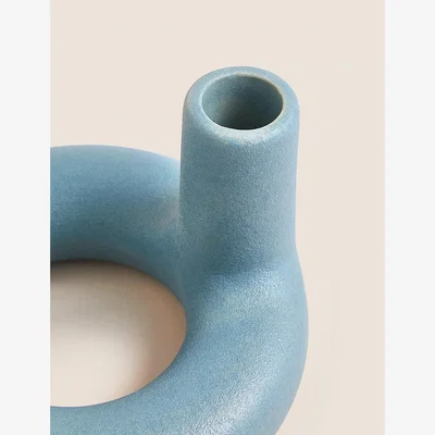 Marks & Spencer M&S Dual Round Dinner Candle Holder - Mid Blue, Mid Blue